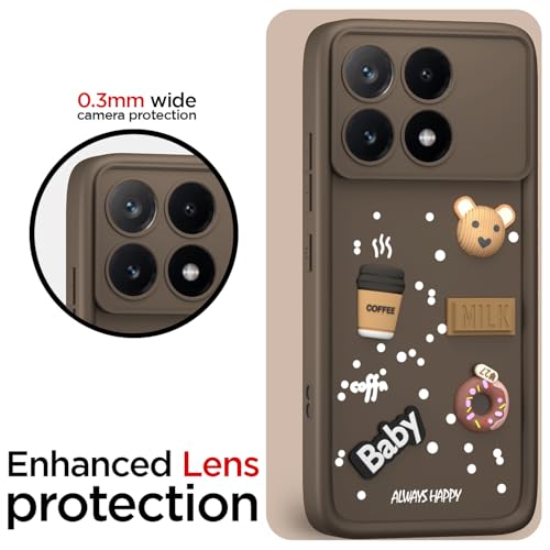 Image of Pikkme Back Cover for Poco X6 Pro 5G | 3D Cartoon Silicone Case Cute & Fun Full Protective Bumper Cover (Brown)
