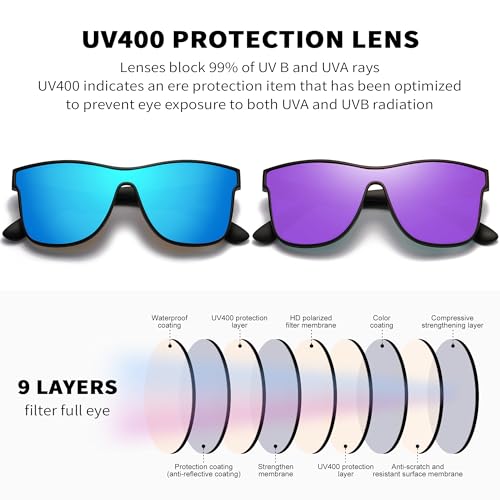 Image of DUBERY Fashion Polarized Sunglasses for Women Men 100% UV Protection Trendy Siamese Lens Shades D8030