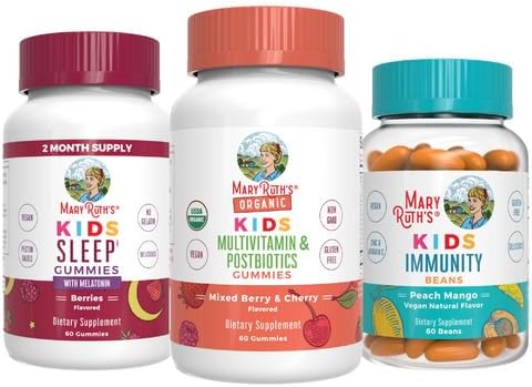 MaryRuth's - Gomitas multivitamínicas y posbióticos para niños, gomitas de inmunidad para niños y gomitas para dormir, paquete de 3 unidades para la