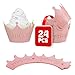 24pcs Pink Princess Crown Cupcake Wrappers Cases Wedding Christening Baby Girl Shower Party Cake Decoration