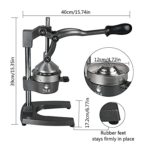 N&B Nice&Bravo Commercial Grade Manual Citrus Juicer Professional Citrus Press Orange Squeezer Heavy Duty Manual Orange Juicer Metal Lemon Squeezer Premium Quality 2021 Upgrade,Gray #TOP3