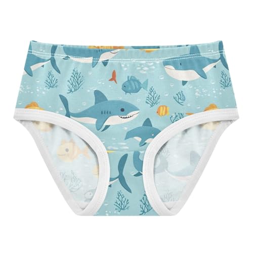 Wusikd Sea Marine Life Girls' Underwear Cotton Cartoon Girls Briefs Soft Toddler Underwear 2T