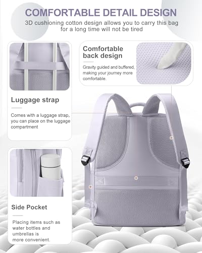 Image of coowoz Large Travel Backpack Carry On for Women Man Gym Backpack with Laptop Compartment Mochila de Viaje Teacher Personal Item Backpacks Rucksack Airplane Accessories Must Haves Purple