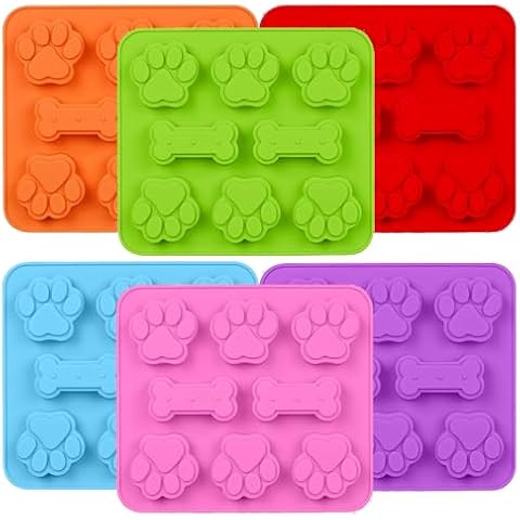 SAGOOITS 2 in 1 Puppy Dog Paw and Bone Silicone Molds,SAGOOITS Non-Stick Food Grade Silicone Molds for Chocolate, Candy, Jelly, Ice Cube, Dog （Set of 6 PCS) Cover