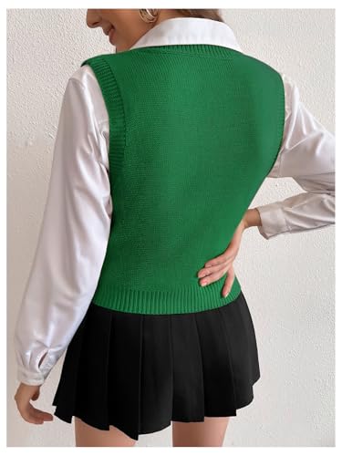 Image of Milumia Women's Cable Knit V Neck Sweater Vest Sleeveless Ribbed Crop Tank Top