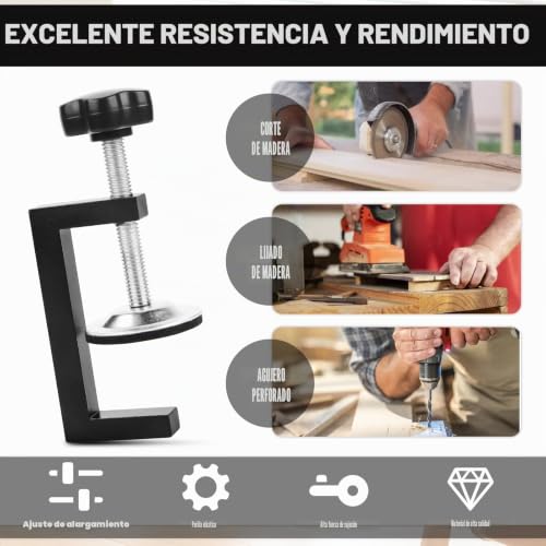 Miniatura 4 de Runeay C Klemme 2 Unidades, Abrazadera De Mesa C Y Soporte Para Abrazaderas De Tornillo Ajustables