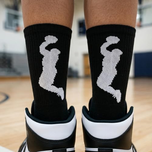 Image of ChalkTalkSPORTS Basketball Socks - Cushioned Mid-Calf Crew - Youth & Adult | Moisture-Wicking Performance Blend, Athletic Basketball Gear, Stay-Up Technology, Arch Support, Breathable, Boys and Men