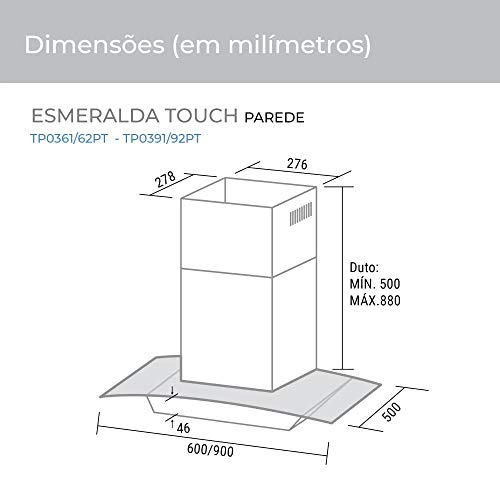 Coifa de parede Esmeralda touch preta 60cm 127V Suggar