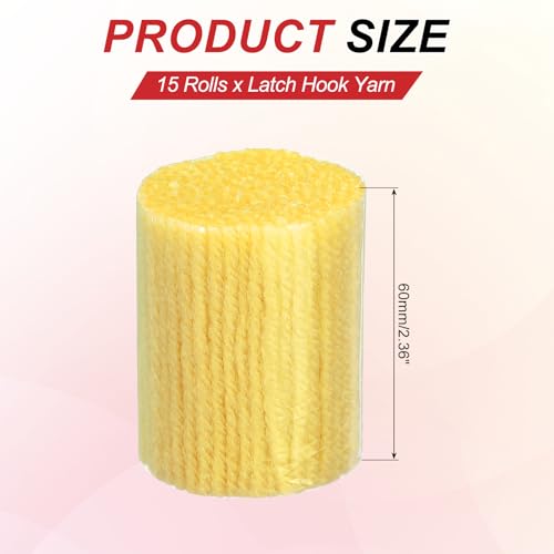 Image of MECCANIXITY 15 Rolls Latch Hook Yarn, 3mm Light Yellow Latch Hook Kit Yarn Precut Hook Rugs Making Crochet Bundles for Rug Adults Beginners Tapestry DIY Craft