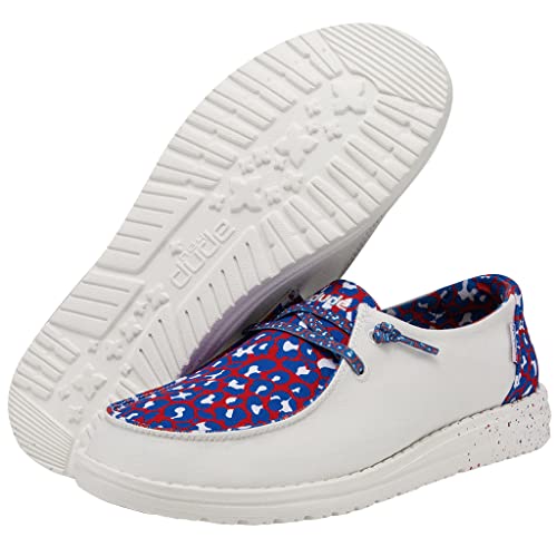 Hey Dude Women's Wendy Leo Americana Size 6 | Women’s Shoes | Women’s Lace Up Loafers | Comfortable & Light-Weight