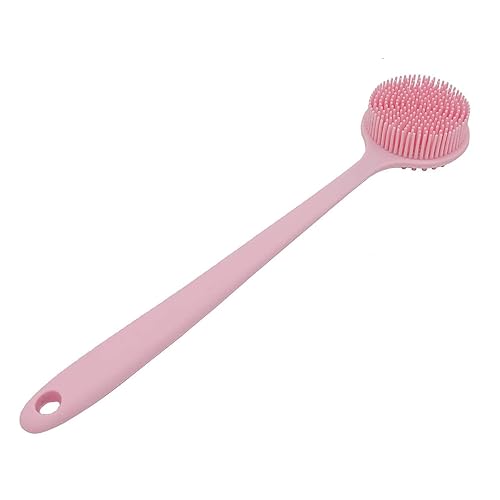 Miniatura 8 de Cepillo de cuerpo de baño de ducha de silicona suave con mango largo (rosa)