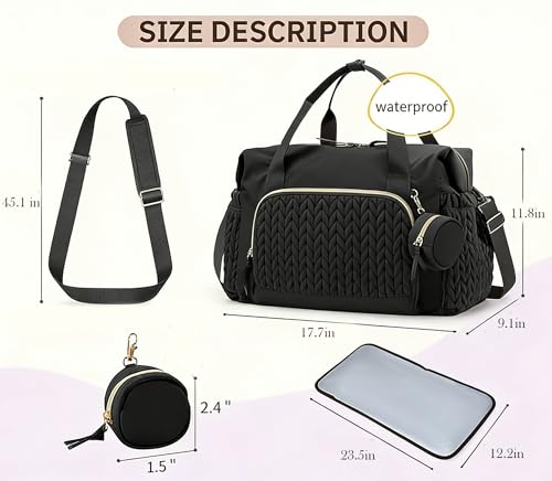 QualfsTerric Nappy Diaper Bag Multifunctional Mommy Large Capacity Tote with Pacifier Case Waterproof Baby Changing Bags for Maternity, Baby Changing, Travel, Beach (Brown) - Image 4