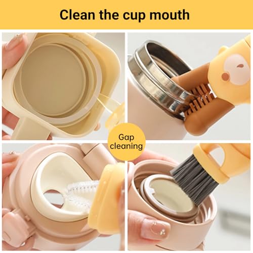 Image of 5 in 1 Cup Lid Cleaning Brush, Multifunctional Crevice Portable Cup Lid Cleaning Brush for Home Kitchen Crevice Cleaning Tools for Bottles, Gap Tight Spaces Cup, 2 Pcs