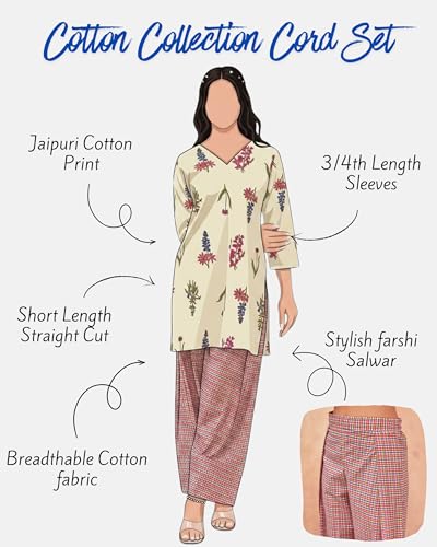 Image of Womanista Women Printed Cotton Kurta Set for Woman | Jaipur Coord Set | Farshi Salwar Suit