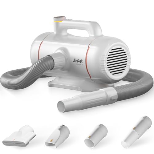 JirPet Dog Dryer for Pet Grooming, Professional 5.0HP/2400W High Velocity Dog Hair Dryer for Grooming, Pet Hair Force Dryer with 3 Temp & Stepless Airflow, Wall-Mount & Portable for Pet Grooming Salon