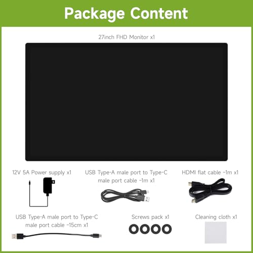 Image of waveshare 27inch Capacitive Touch Monitor, 1920x1080 Full HD, Optical Bonding Toughened Glass Panel, HDMI Display Interface, 10-Point Touch