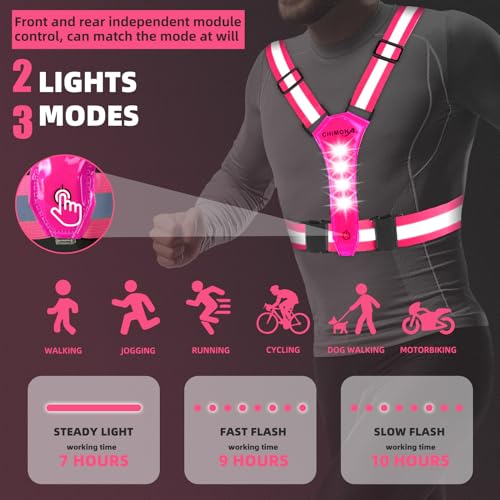 LED Reflective Vest Running Gear, 360° High Visibility Running Vest with Adjustable Waist/Shoulder - Image 3