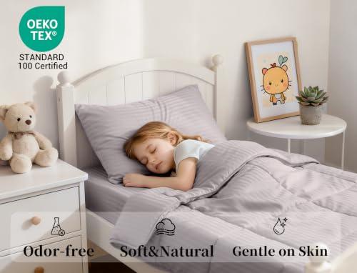 Image of ZPECC Toddler Bedding Set - 4 Piece Hypoallergenic Baby Crib Bedding Set for Boys and Girls, Includes Toddler Comforter, Flat Sheet, Fitted Sheet and Pillowcase, Ashes of Roses