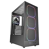 CONNECTIVITÉ ESSENTIELLE AVEC CONTRÔLE ARGB ET STOCKAGE : La semi-tour MC-NEBULA donne accès en partie supérieure à USB 3.0/2.0 et audio HD sur le panneau I/O, avec un bouton ARGB pour changer les effets ou synchroniser l'éclairage via un câble ARGB standard 5V 3-pin ; Concernant le stockage, le châssis offre une configuration équilibrée avec support pour 1× HDD 3,5