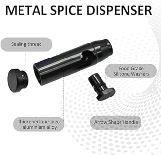 3 Pack Metal Spice Dispenser, Portable Mini Leakproof Food Shaker, Waterproof outdoor Pepper Camping Spice Black Container,Salt Shaker for Travel Cooking Various Seasoning Needs