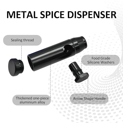 3 Pack Metal Spice Dispenser, Portable Mini Leakproof Food Shaker, Waterproof outdoor Pepper Camping Spice Black Container,Salt Shaker for Travel Cooking Various Seasoning Needs