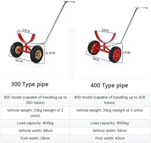 Chariot de traction portatif, capacité de charge de 1000 kg, pour déplacer des tuyaux en acier lourd dans la construction et les applications industrielles
