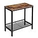 HOOBRO Side Table, Narrow Small Nightstand with Flat or Slant Adjustable Mesh Shelf, End Table for Small Spaces, Easy Assembly, Industrial Design, Rustic Brown