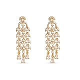 Tarinika Yellow Gold-Plated Eileen Chandlier CZ Drop Earrings with Marquis Design - Indian Earrings for Women and Girls Perfect for Cocktail Occasions | Traditional Indian Jewelry for Women | 1 Year Warranty*