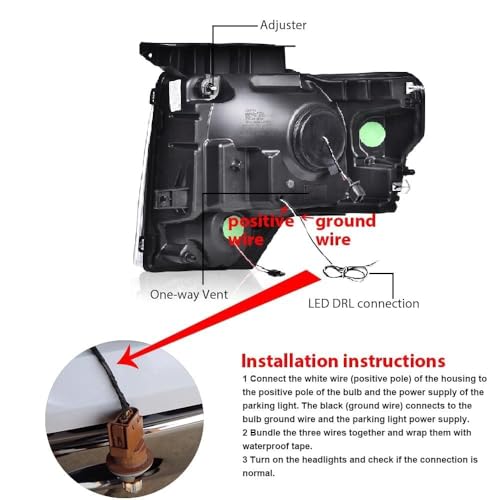 Image of GRAND ORANGE LED Headlights Assembly, Compatible with Ford F150 2009 2010 2011 2012 2013 2014 LED Tube Dual Projector Headlights Assembly with Switchback(Clear lens Black Housing Clear Reflector)