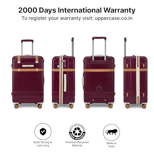 Image of uppercase Chester Medium Size Trolley Bag for Travel | 360 8 Wheels Hard Luggage with TSA Lock, Anti-Theft Zippers | Hard Sided Polycarbonate Suitcase for Both Men & Women (Maroon)