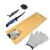 EXJIOTA Fish Cleaning Board, Fish Fillet Board with Clamp Fillet Knife and Gloves, Portable Fishing Measuring Board 18 inches, Fish Cleaning Kit Gifts for Fishing Man Woman