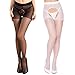 AISOO Femme Sexy Collants ouvert Tissés Fishnet Elégant Confortable Transparent Raffiné Taille Unique Collant Ouvert 4 paires Femme Sexy 15 Den Bas Pour Porte-Jarretelles Trou Entrejambe (NOIR +BLANC)