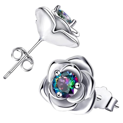 Pendientes Flor Pequeña Plata 925 Antialérgicos con Circonita Cúbica para Mujeres y Niñas - Cartílago