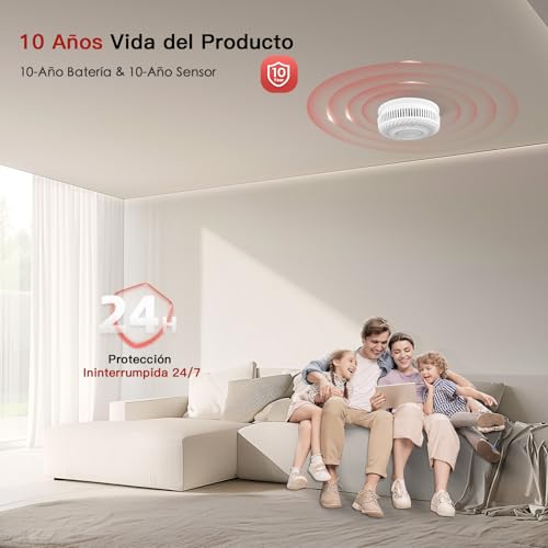 Miniatura 3 de Physen Smart Wifi Detector De Humo 10-Año Batería, Detector De Humo Con Sensor Fotoeléctrico, Función De Silenciado Y Autocomprobación, Certificado Din En14604, Compatible Con Tuya Smart Life App