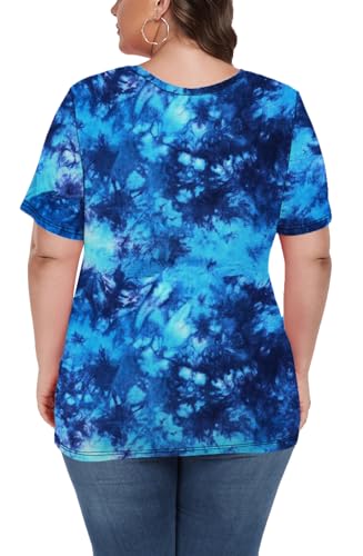 Image of ForHailey Women's Plus Size Short Sleeve Tee Shirt V Neck Basic Ladies Loose Fit T Shirt 1X-5X