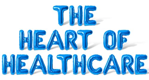 Letter Balloons - THE HEART OF HEALTHCARE 16" Inch Alphabet Letters Foil Mylar Balloon Nurse Appreciation Party Banner (Blue)