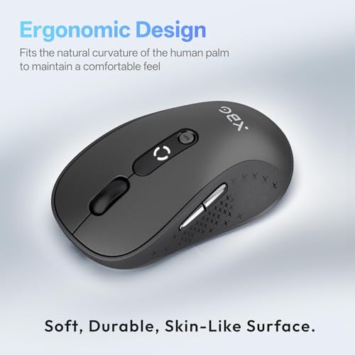 XBG B15 Tri-Mode Wireless Mouse, Bluetooth 5.0/4.0 & 2.4G, 5 Adjustable DPI, Type-C Rechargeable with 3-Level Battery Indicator, Ergonomic Silent Design for Office/Laptop/Travel by XBG - Image 7