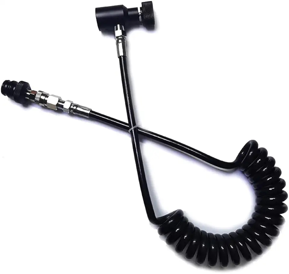 Marcador de Paintball Airsoft PCP Linha de Mangueira de Bobina Remota 254 cm com Desconexão Rápida de Aço Inoxidável e Verificação de Deslizamento Classificação 4600psi