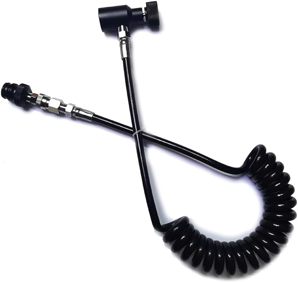 Marcador de Paintball Airsoft PCP Linha de Mangueira de Bobina Remota 254 cm com Desconexão Rápida de Aço Inoxidável e Verificação de Deslizamento Classificação 4600psi