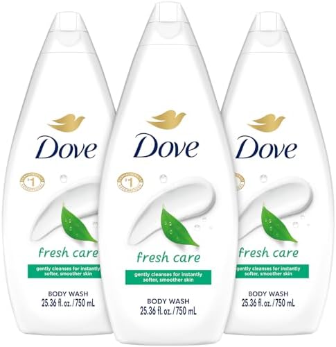 Dove Body Wash, Fresh Care, Value-Size 3-Pack – Soothing Moisturizing Cleanser for Soft Skin, 25.36 Oz Ea