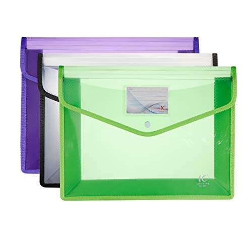 Pasta de arquivos HC transparente premium de poliéster e pasta de envelope Oxford com fecho de botão