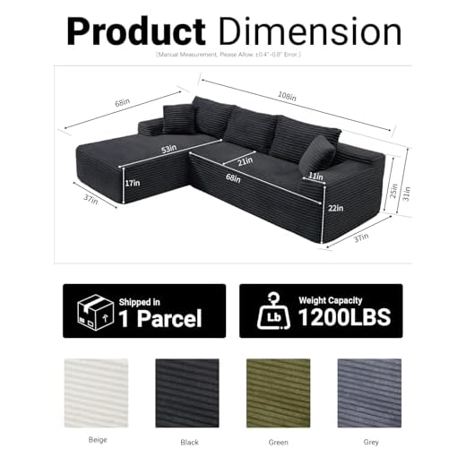 108 Inch Modular Cloud Sectional Sofa