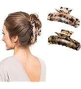 Shinowa Hair Claw Clips, [2-Pack] Tortoiseshell Large Size Hair Claw Clips Set Strong Hold Big Ha...