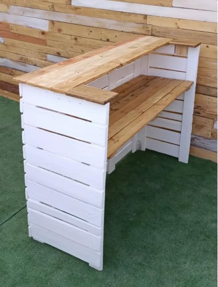 Barra de Bar para casa - Monstradores para tiendas, recepcion, salon, exterior, jardin, terraza, barra de bar portatil - Mostrador, vintage, rustica (175 cm x 100cm x 50 cm, Blanco - Madera)