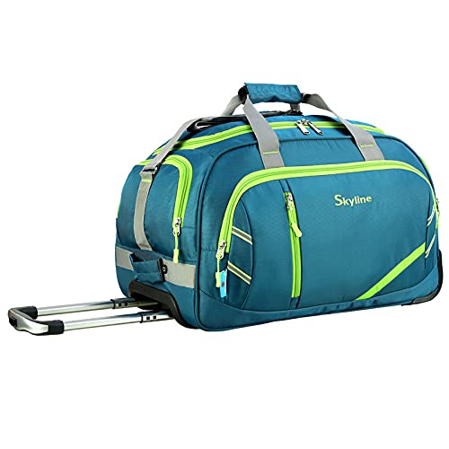 skyline Unisex (Expandable) Polyester 70 L Luggage Travel Duffle Bag with 2 Wheels-Green-picture-53