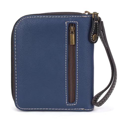 Image of CHALA Zip Around Wallet, Wristlet, 8 Credit Card Slots, Sturdy Pu Leather - Tiger - Navy