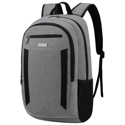 MAXTOP Laptop Backpack Business Computer Backpacks with USB Charging Port College Bookbag Fits Laptop up to 16 inch, Grey-15.6 Inch, 15.6 inch, Daypack Backpacks