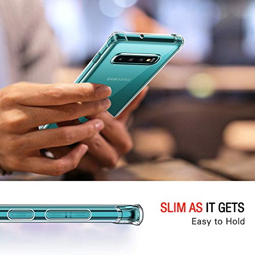 Image of Lustree Back Cover Transparent Case Compatible with Samsung Galaxy S10 Plus | Clear + TPU Case with 4 Corner Air Cushion Protection & Camera Protection | Slim& Stylus Cover