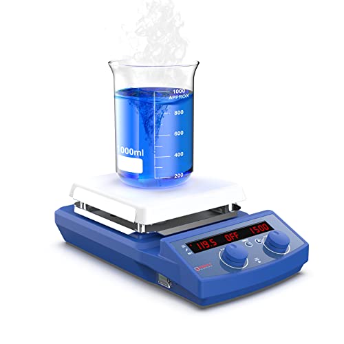 Magnetrührer mit Heizplatte 185 * 185mm LED Display 50-1500UpM 510°C 20L 1000W mit EU-Stecker PT1000-Sensor Rührfisch magnetic stirrer hotplate 7 inch Cover