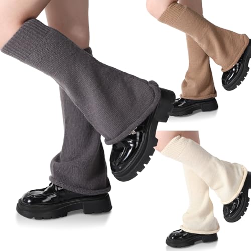Image of 3 Pairs Women Leg Warmers Y2k Knitted Long Leg Warmers Halloween Gothic Lolita Accessories